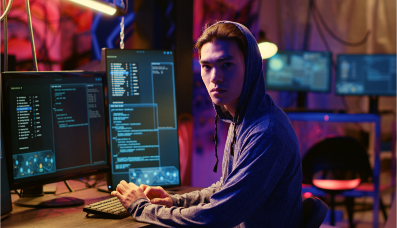 person working at a computer