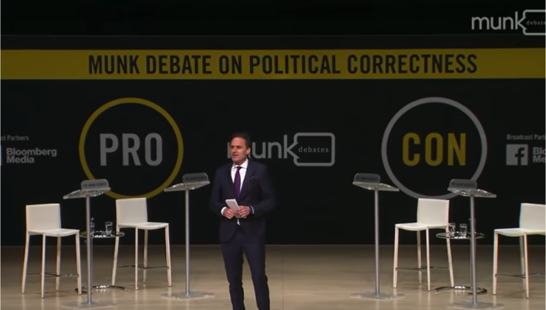 man on Munk Debate stage