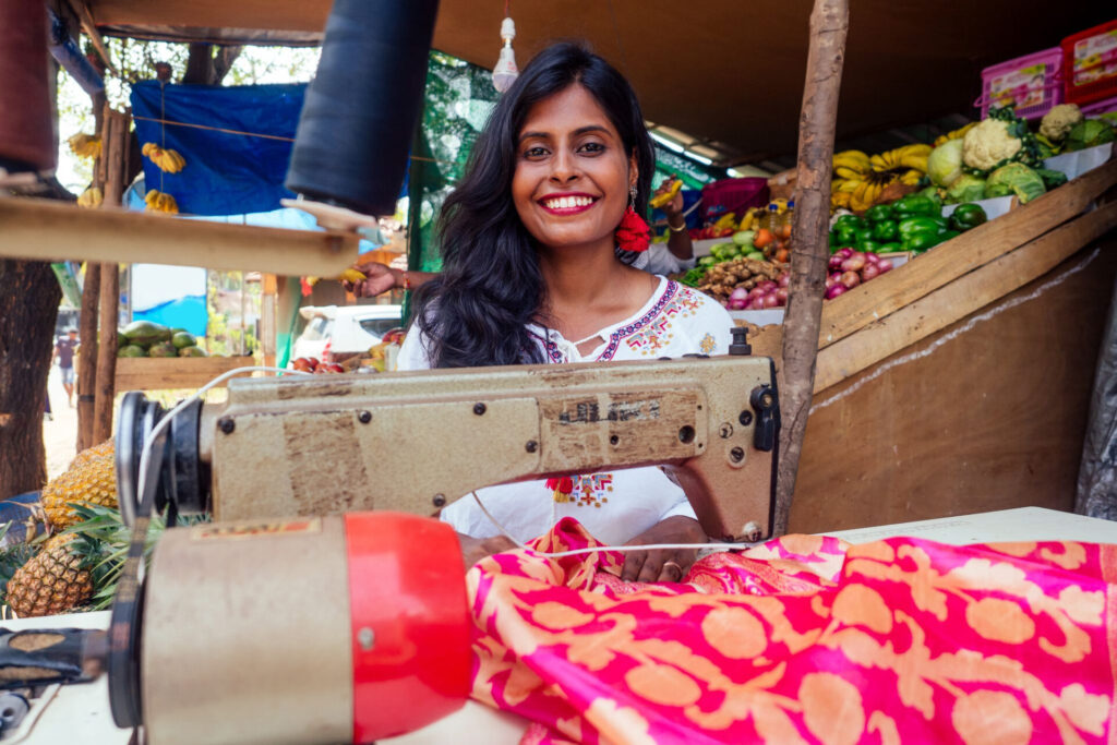 Smiling vendor at work